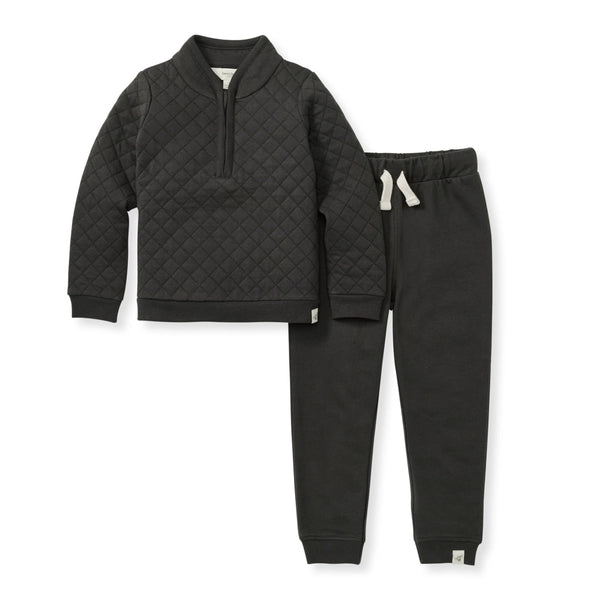 Organic Quilted Shirt/Pant Set-Ash