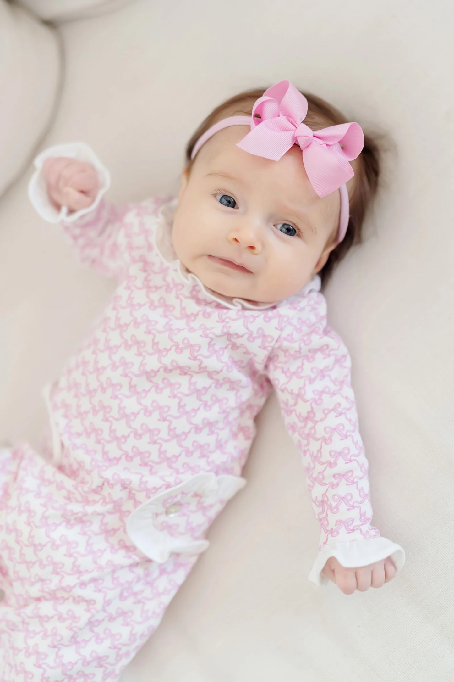 Lucy Pima Romper - Pretty Pink Bows