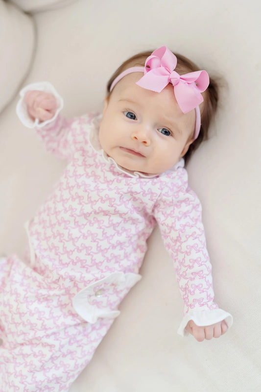 Lucy Pima Romper - Pretty Pink Bows