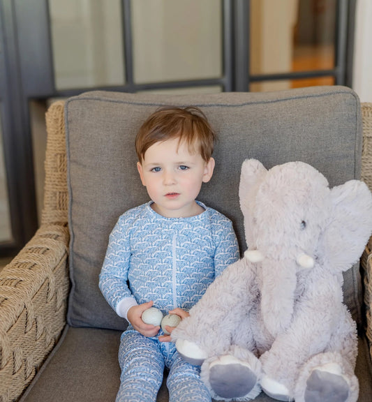 Parker Pima Zip Pajamas - African Elephants Blue