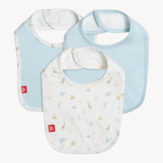 Blue Little Bitty Pretty One Magnetic 3 Pack Bibs