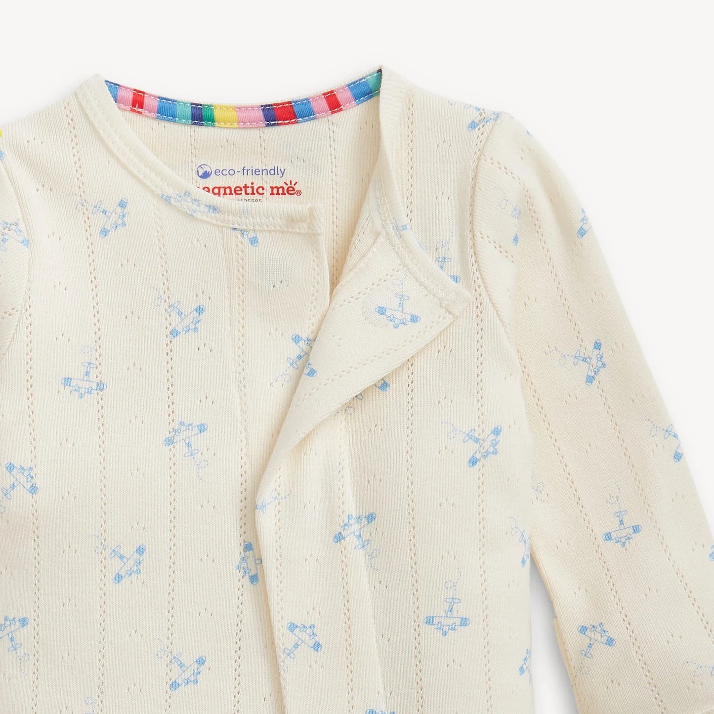 Organic Airplanes Pointelle Magnetic Footie