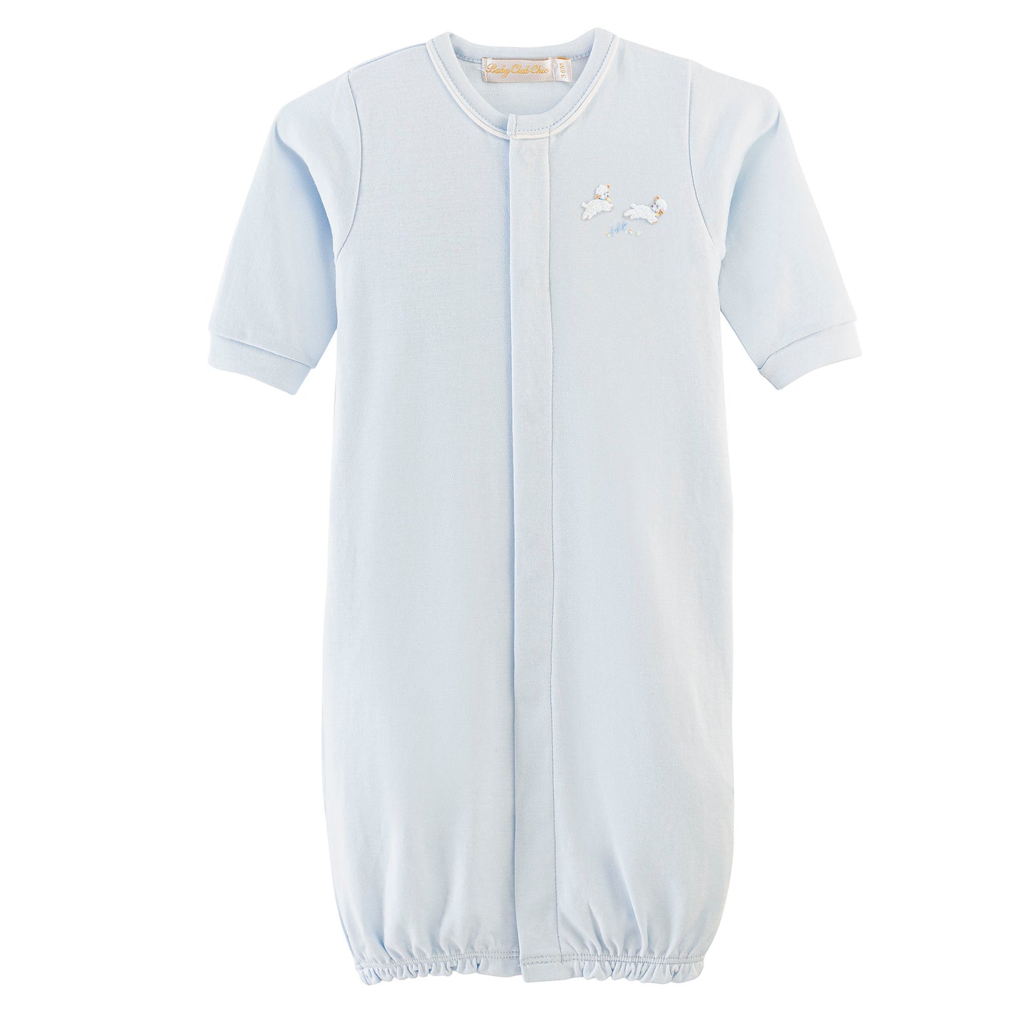 Blue Embroidered Baby Lambs Converter Gown