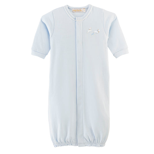Blue Embroidered Baby Lambs Converter Gown