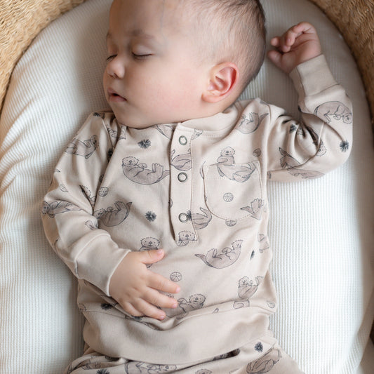 Organic Henley Sea Otter Sweatshirt + Jogger Set