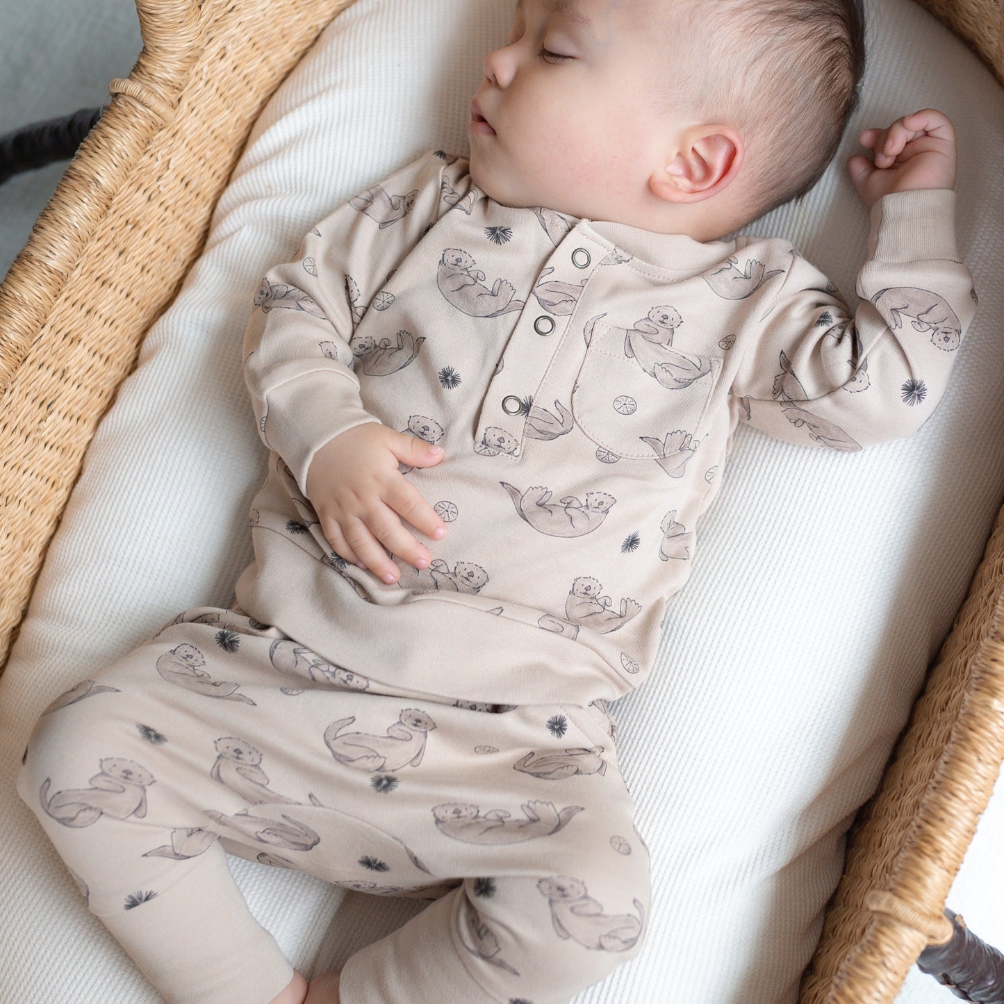 Organic Henley Sea Otter Sweatshirt + Jogger Set