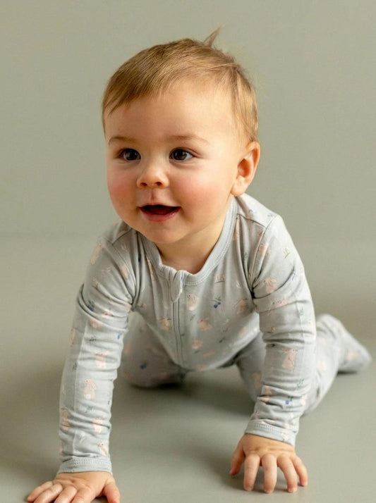 Baby Rabbits Modal Zip Footie