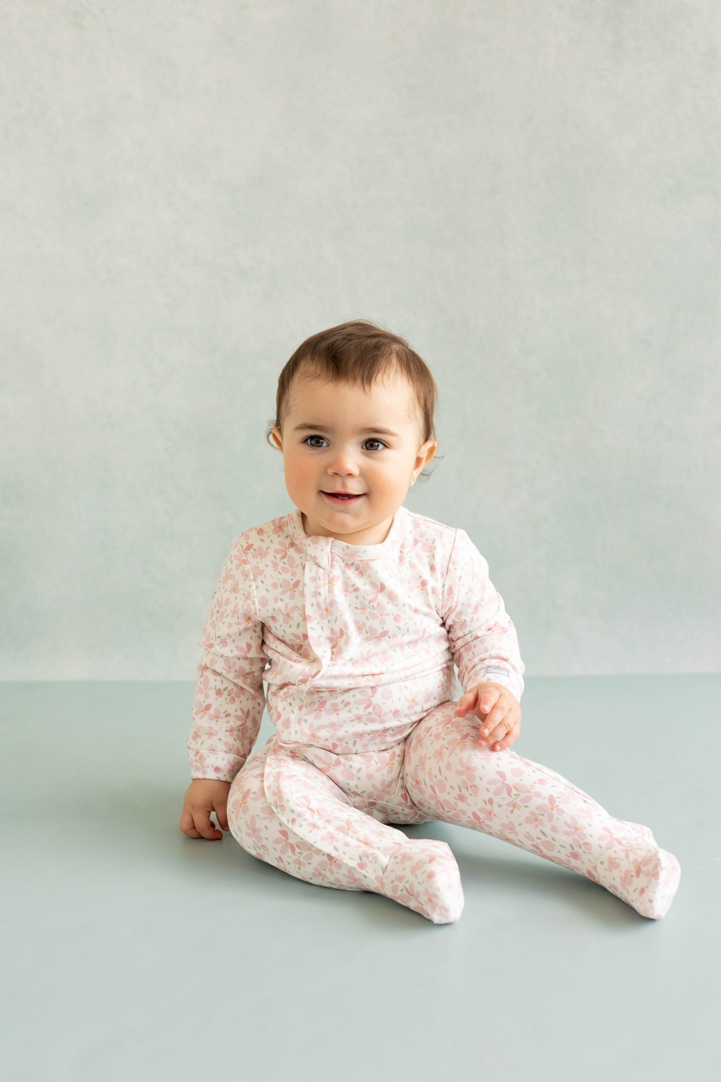 Floral on Cream Modal Zip Footie