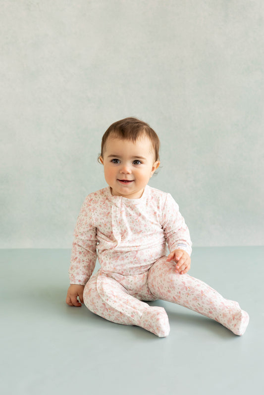 Floral on Cream Modal Zip Footie