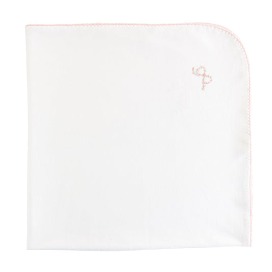 Embroidered Pink Bow Pima Receiving Blanket