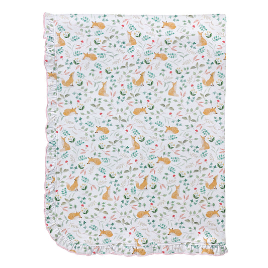 Forest Botany Ruffle Pima Baby Blanket