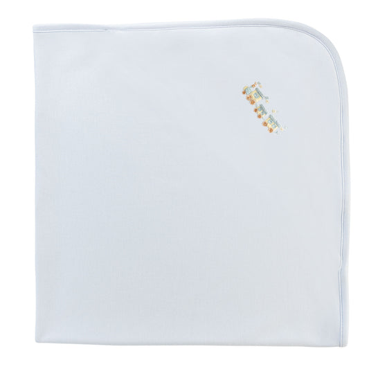Little Train Embroidered Pima Blanket