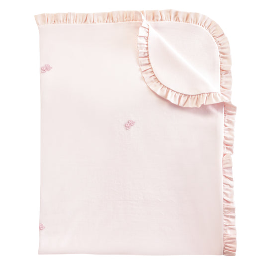 Little Bows Embroidered Pima Ruffle Blanket