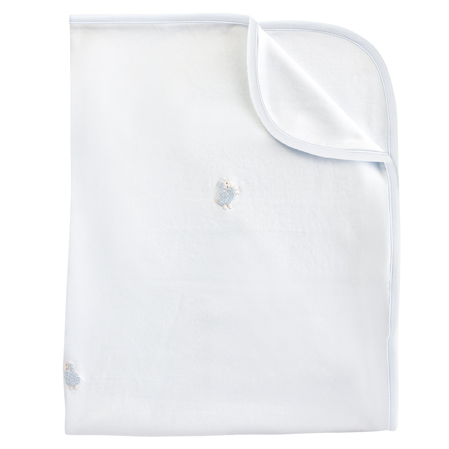Blue Embroidered Lambs Pima Blanket