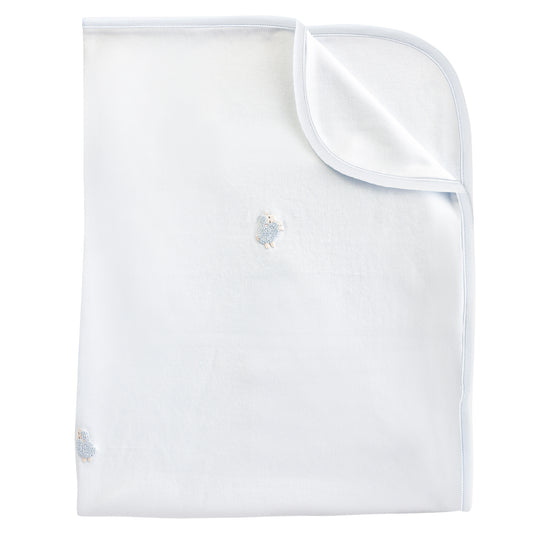 Blue Embroidered Lambs Pima Blanket