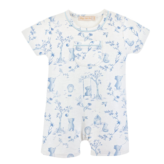 Toile De Jouy Blue Pocket Pima Romper