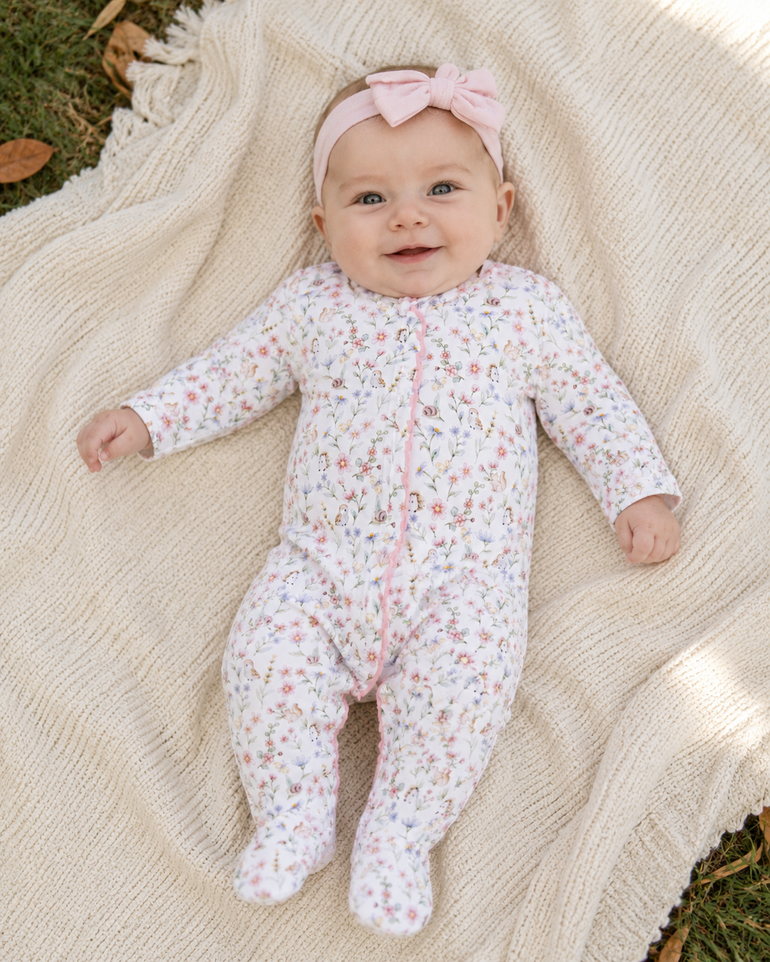 Bloomie Friends Pima Zip Ruffle Footie