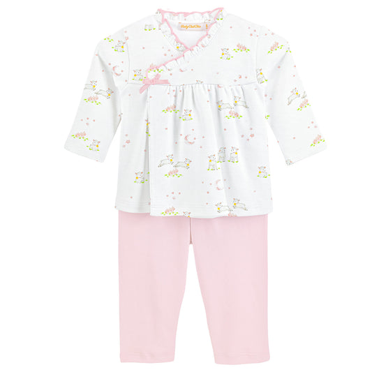 Pink Baby Lambs Pima Crossed Shirt & Pant Set