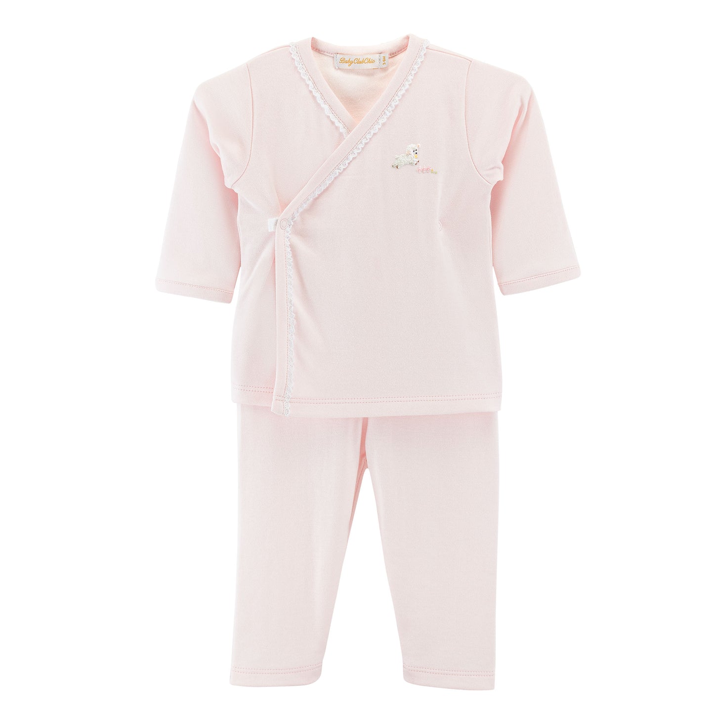Baby Lambs Embroidered Cross Pima Shirt/Pant Set