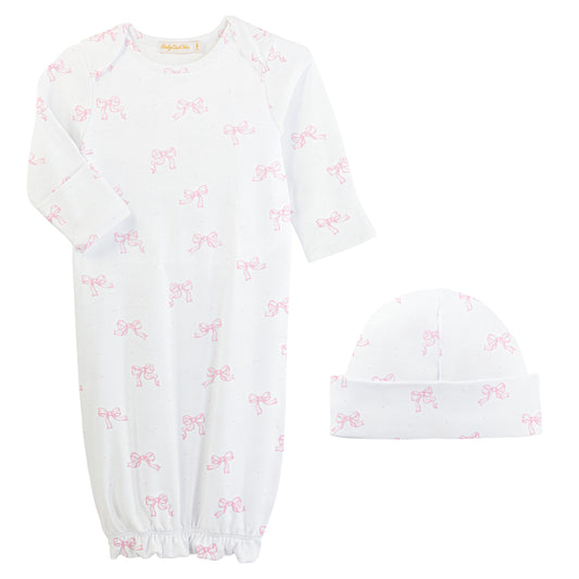 Pretty Bows Pima Gown + Hat Set