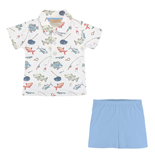 Fishing Day Pima Shirt + Shorts Set
