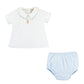 Little Hop Blue Embroidered Pima Shirt and Diaper Cover Set