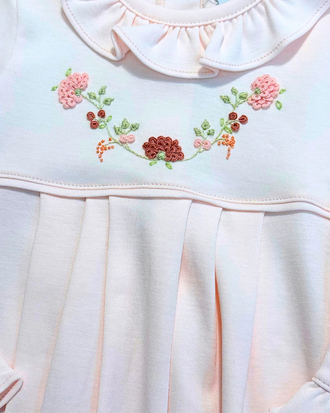 Pretty Flowers Embroidered Pima Ruffle Bubble