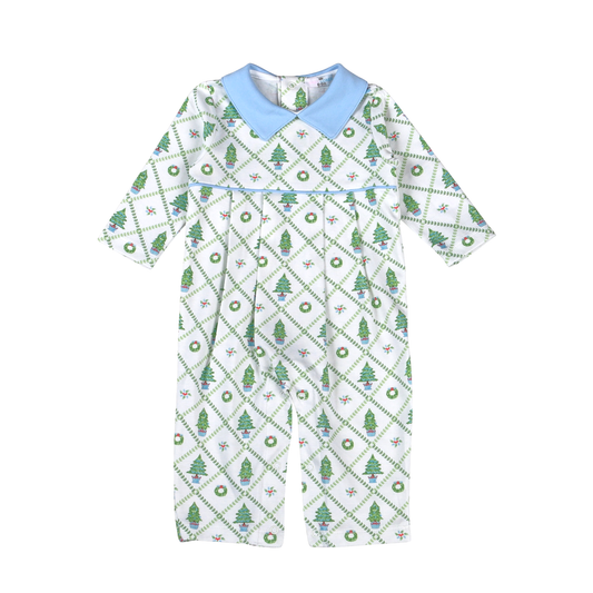 Blue Christmas Trees Pima Romper