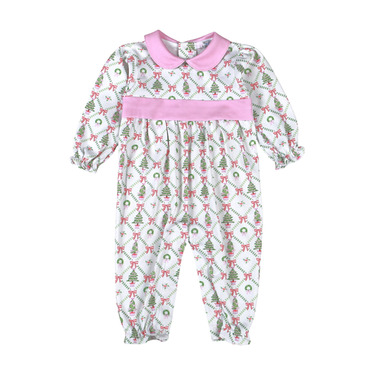 Pink Christmas Trees Pima Romper