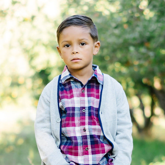 Berry Tartan Brushed Flannel Organic Button Down Shirt