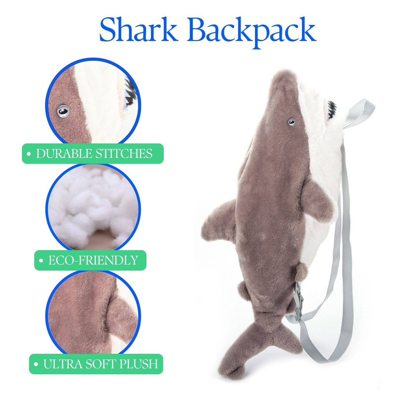 20" Shark Plush Animal Backpack
