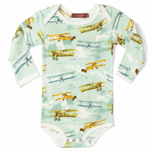 Vintage Planes Organic Long Sleeve Bodysuit