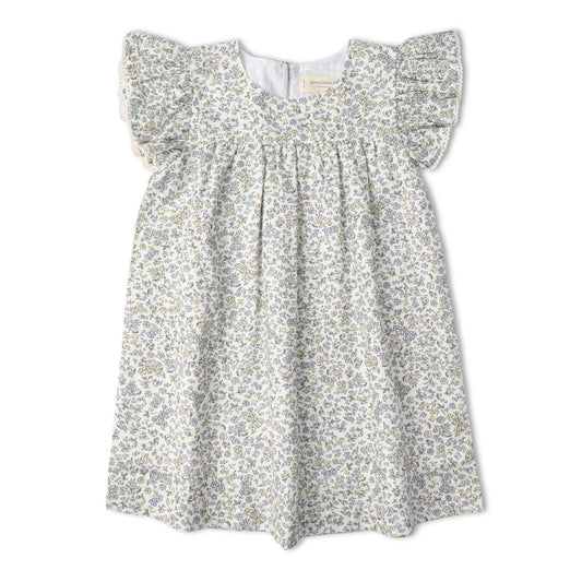 Organic Tulle Floral Short Sleeve Flutter Dress