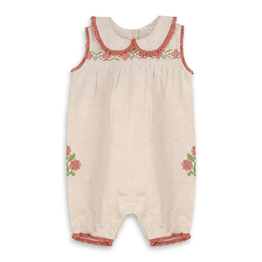 Poppy Floral Organic Embroidered Romper