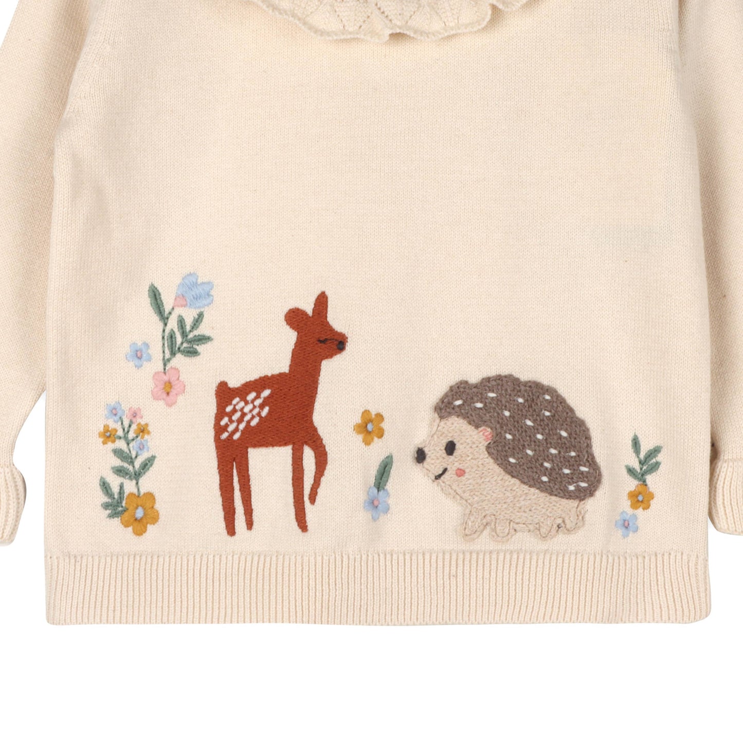 Organic Woodland Embroidered Knit Sweater and Pant Set