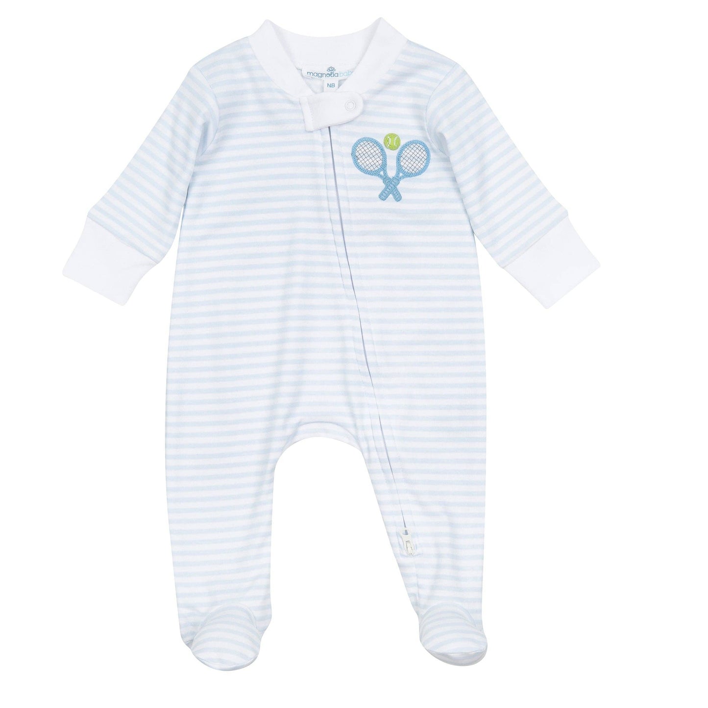 Courtside Cuties Blue Applique Pima Zip Footie