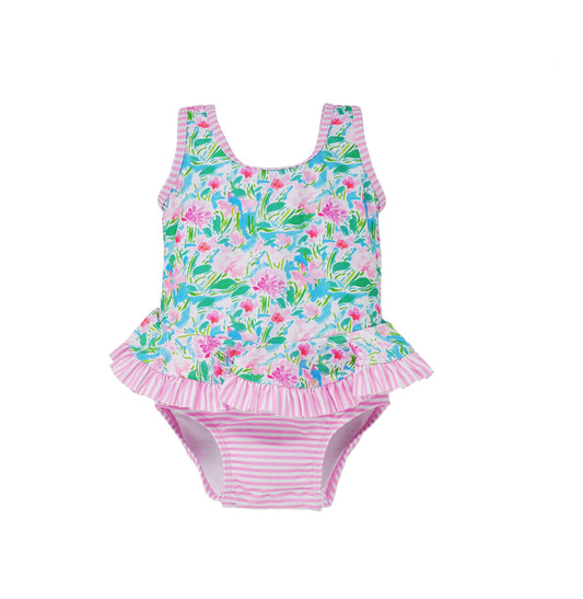 UPF50+ Stella Ruffle Swimsuit- Lotus & Lilies