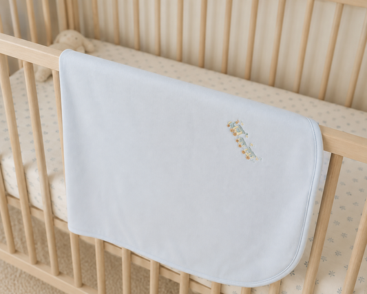 Little Train Embroidered Pima Blanket