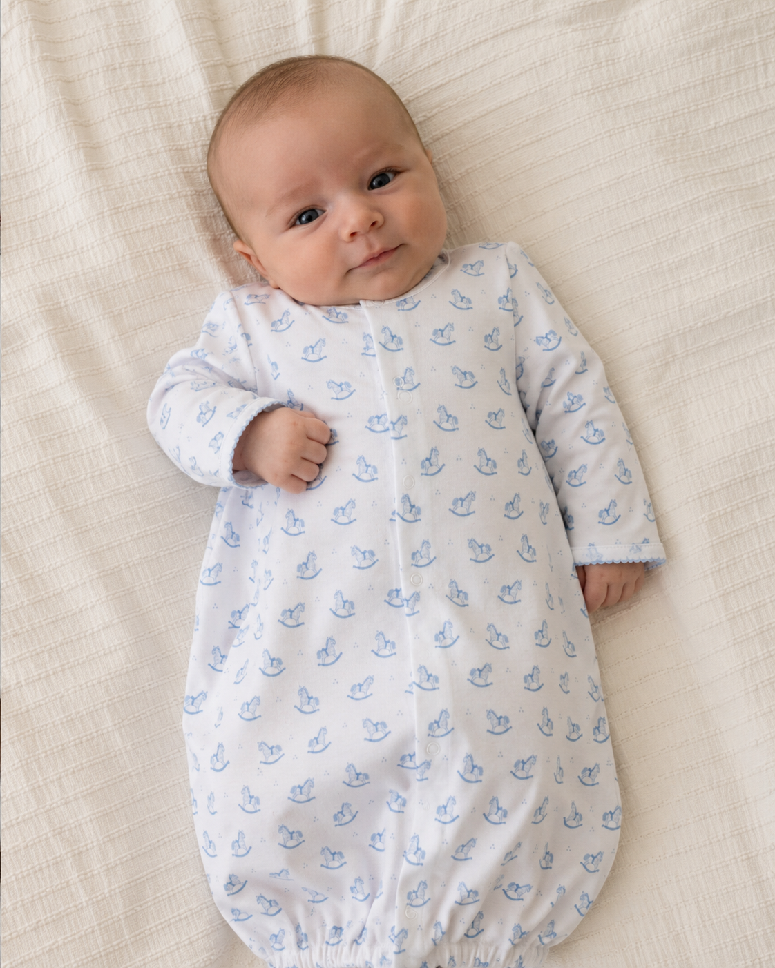 Gingham Rockers Blue Pima Convertible Gown