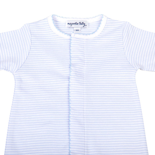 Blue Mini Stripes Pima Footie