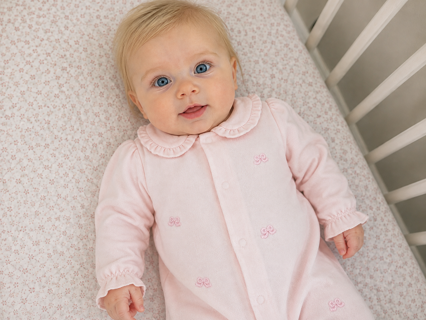 Little Bows Embroidered Pima Footie