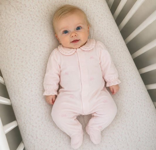 Little Bows Embroidered Pima Footie