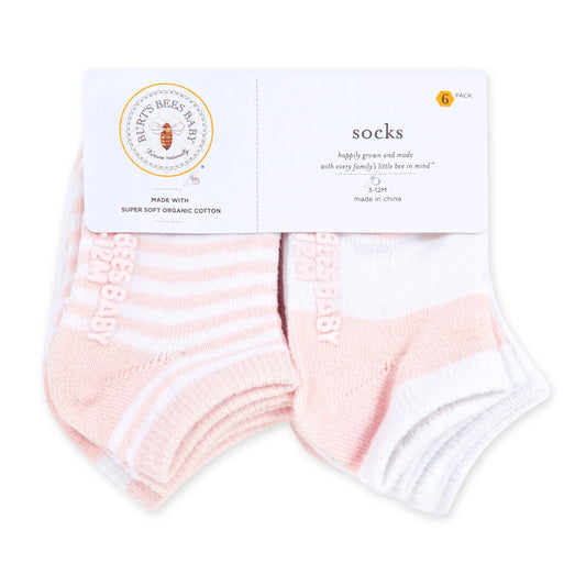 6 Pack Organic Ankle Socks- Blossom