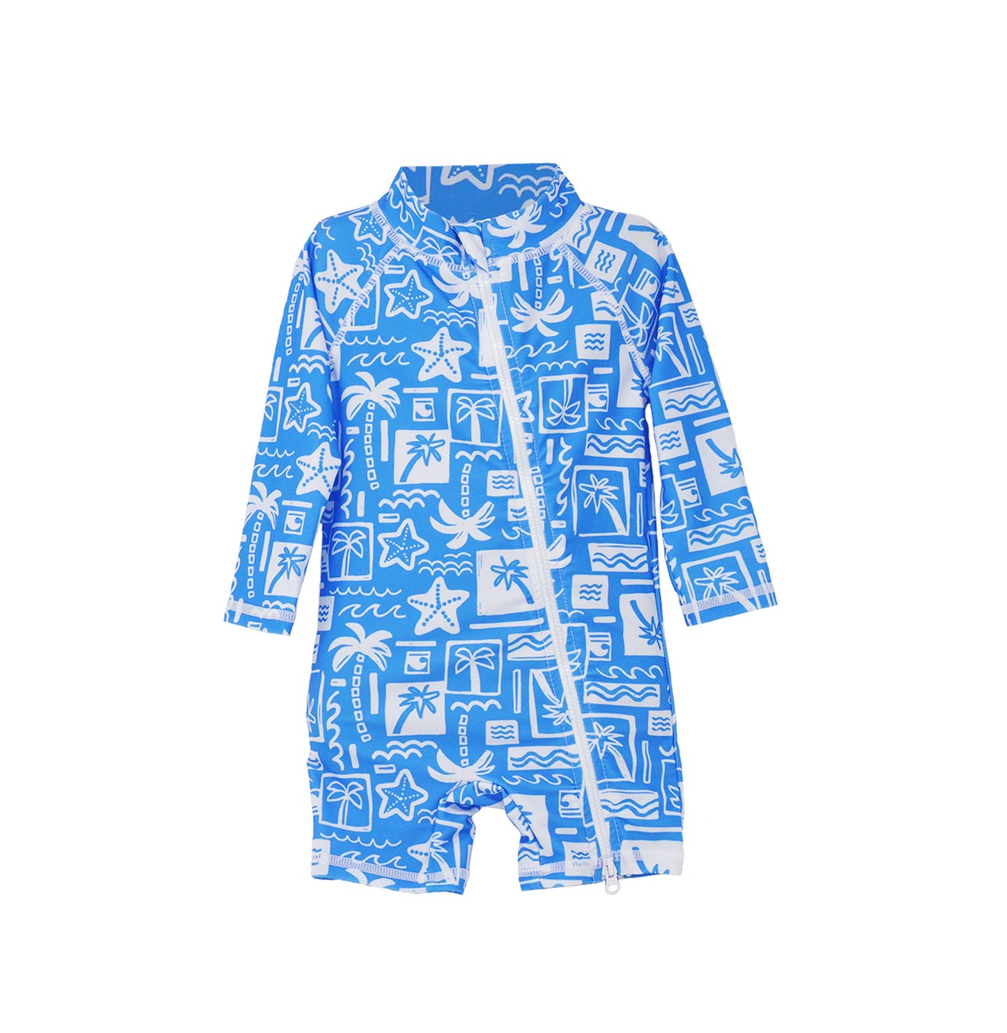 UPF50+ Shortie Surf Swimsuit- Seaside Palms