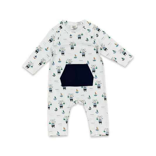 Organic Sailor Mouse Pocket Boy Romper