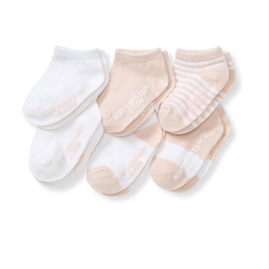 Solid & Stripes Organic Baby Ankle Socks 6 Pack - Ranunculus