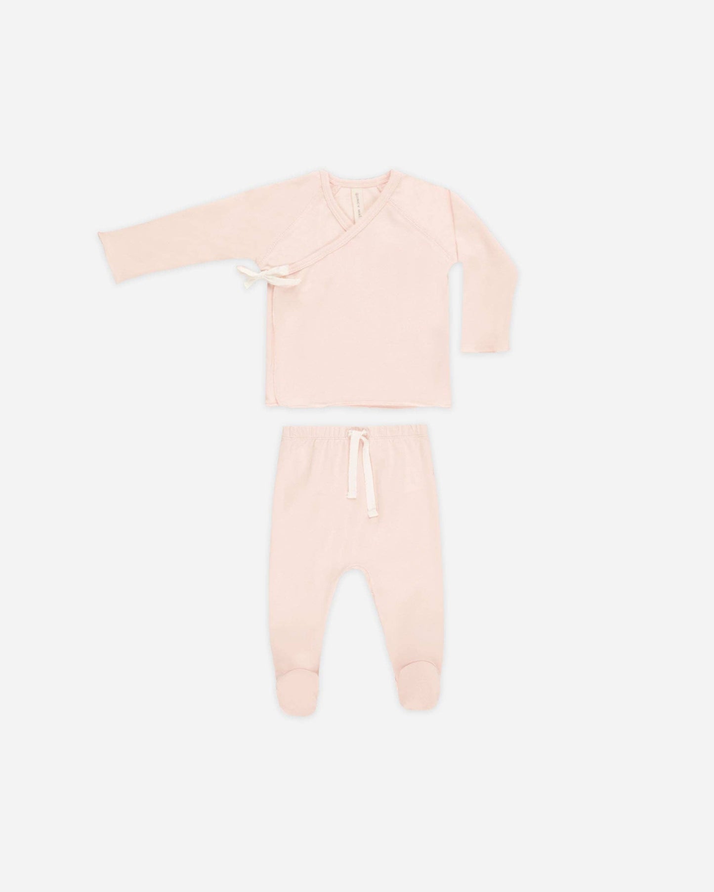 Organic Wrap Shirt + Footed Pant Set - Petal