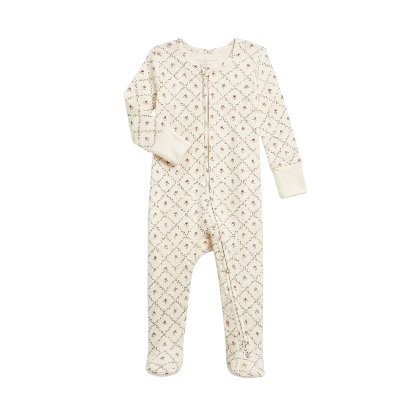 Organic Peyton Zip Footie - Hedge Floral
