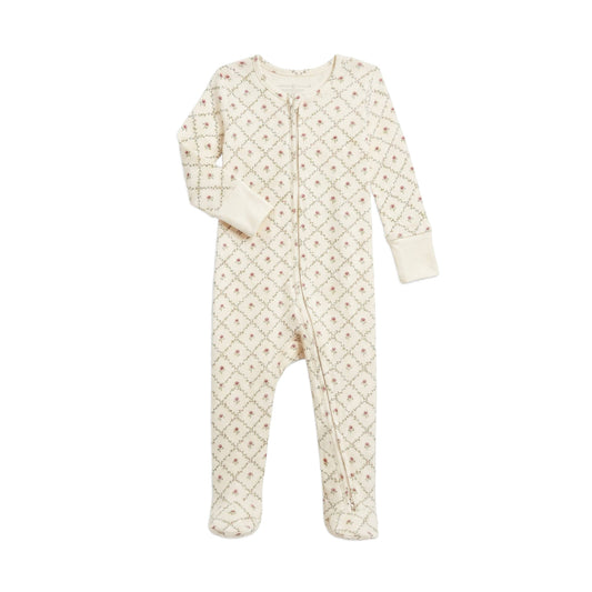 Organic Peyton Zip Footie - Hedge Floral