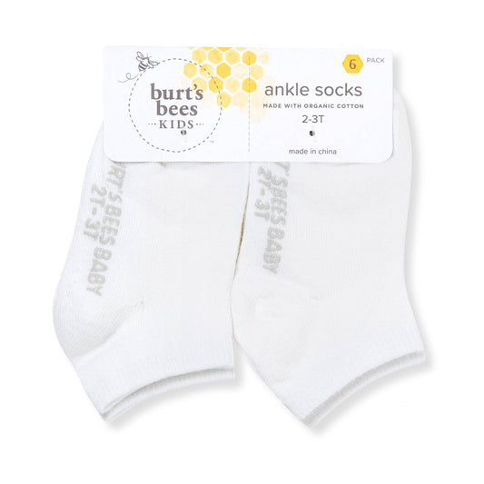 Solid Organic Baby Ankle Socks 6 Pack - Cloud